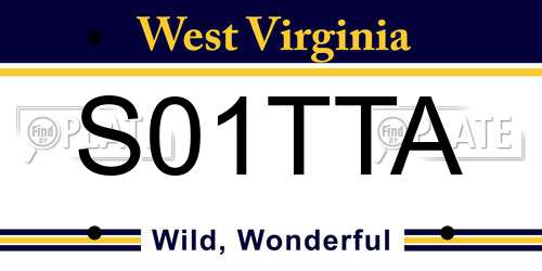 S01TTA West Virginia License Plate