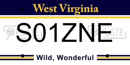 S01ZNE West Virginia License Plate