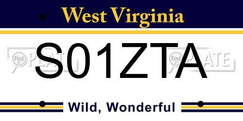 S01ZTA West Virginia License Plate
