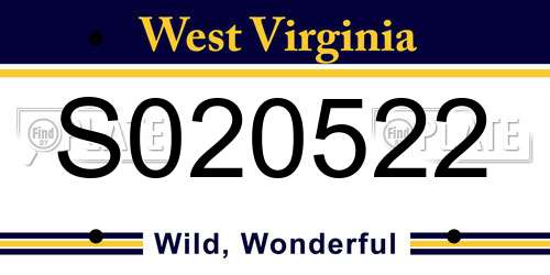 S020522 West Virginia License Plate