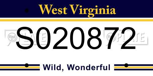 S020872 West Virginia License Plate