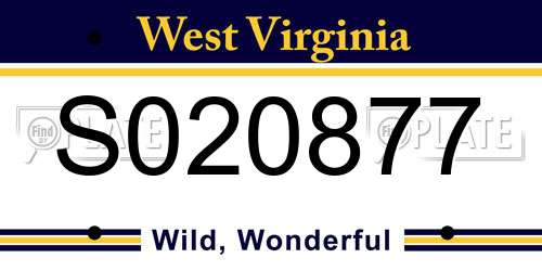 S020877 West Virginia License Plate