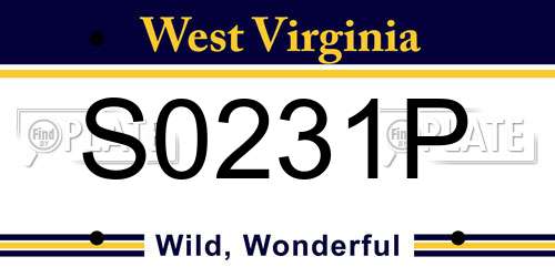 S0231P West Virginia License Plate