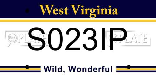 S023IP West Virginia License Plate