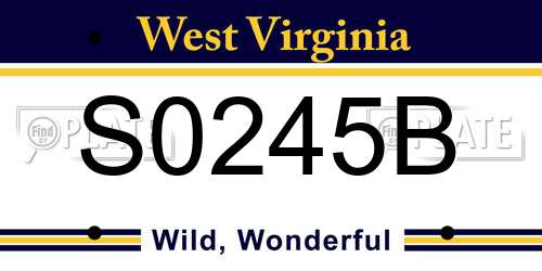 S0245B West Virginia License Plate