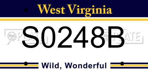 S0248B West Virginia License Plate