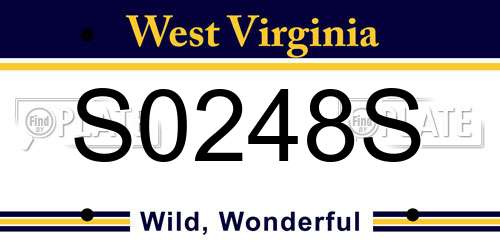 S0248S West Virginia License Plate