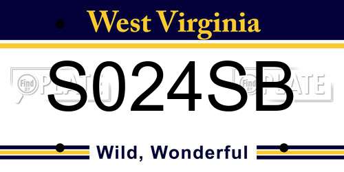 S024SB West Virginia License Plate
