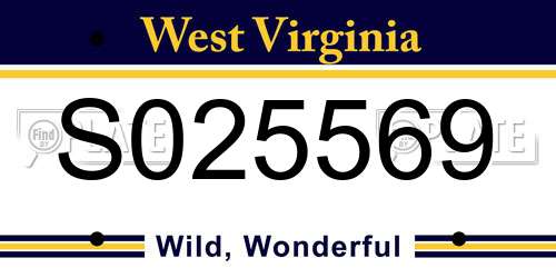 S025569 West Virginia License Plate