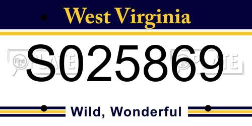 S025869 West Virginia License Plate