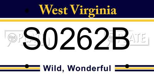 S0262B West Virginia License Plate