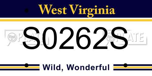 S0262S West Virginia License Plate