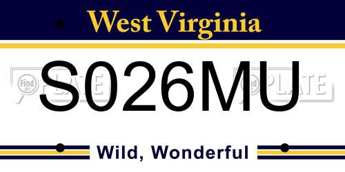 S026MU West Virginia License Plate