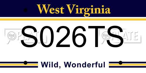 S026TS West Virginia License Plate