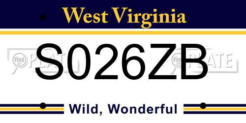 S026ZB West Virginia License Plate