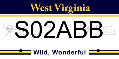 S02ABB West Virginia License Plate