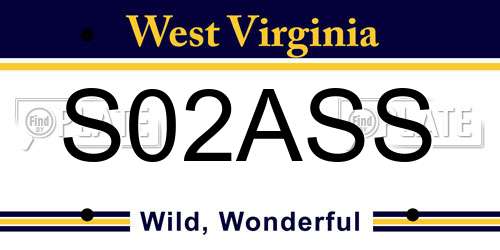 S02ASS West Virginia License Plate