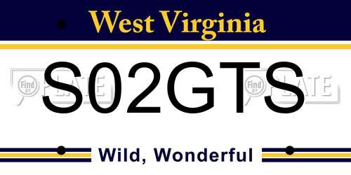 S02GTS West Virginia License Plate