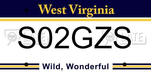 S02GZS West Virginia License Plate