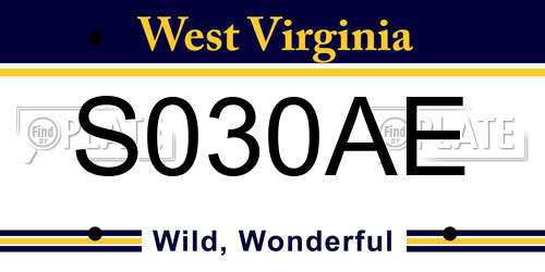 S030AE West Virginia License Plate