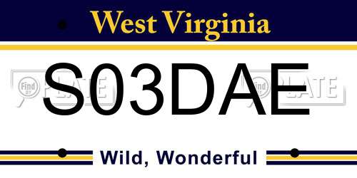 S03DAE West Virginia License Plate