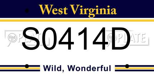 S0414D West Virginia License Plate