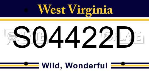 S04422D West Virginia License Plate