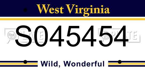 S045454 West Virginia License Plate
