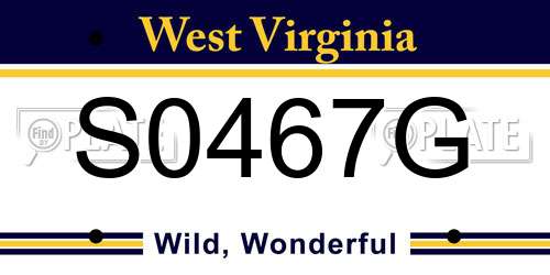 S0467G West Virginia License Plate