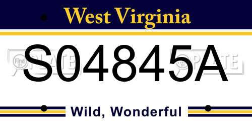 S04845A West Virginia License Plate