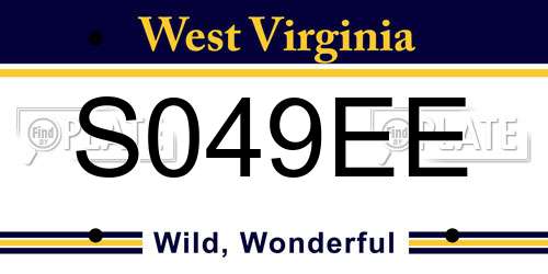 S049EE West Virginia License Plate