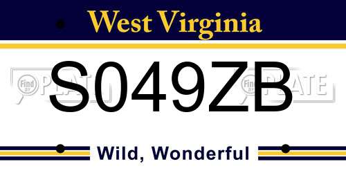S049ZB West Virginia License Plate