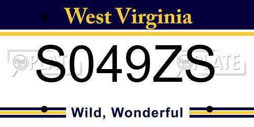S049ZS West Virginia License Plate