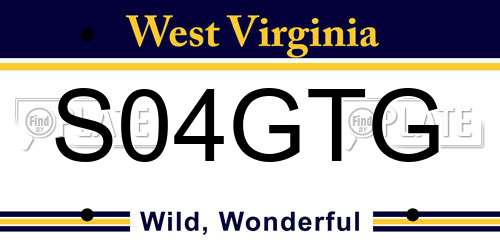S04GTG West Virginia License Plate