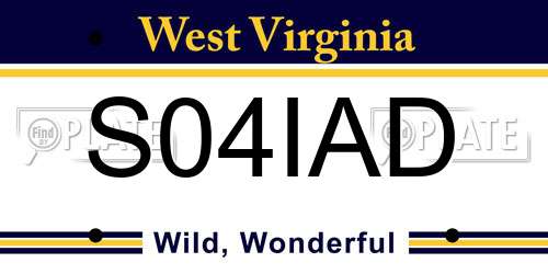 S04IAD West Virginia License Plate