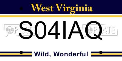 S04IAQ West Virginia License Plate
