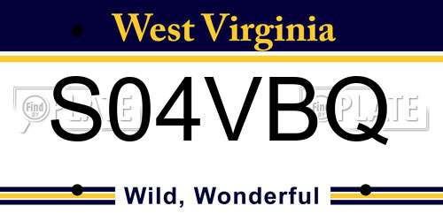 S04VBQ West Virginia License Plate