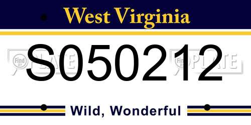 S050212 West Virginia License Plate
