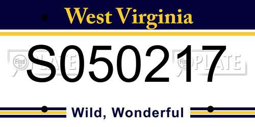 S050217 West Virginia License Plate