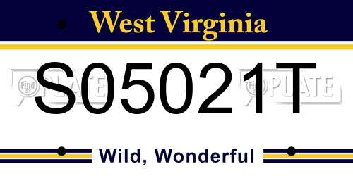 S05021T West Virginia License Plate