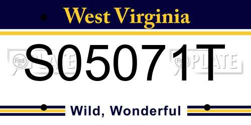 S05071T West Virginia License Plate