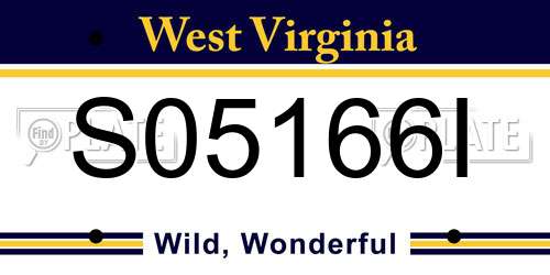 S05166I West Virginia License Plate