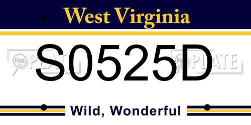 S0525D West Virginia License Plate