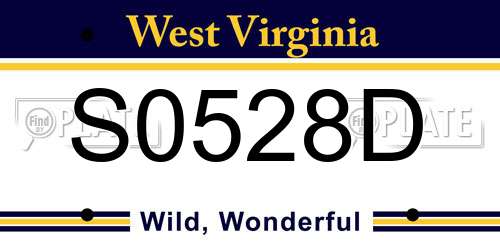S0528D West Virginia License Plate