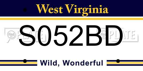 S052BD West Virginia License Plate
