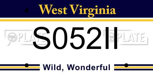 S052II West Virginia License Plate