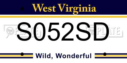 S052SD West Virginia License Plate