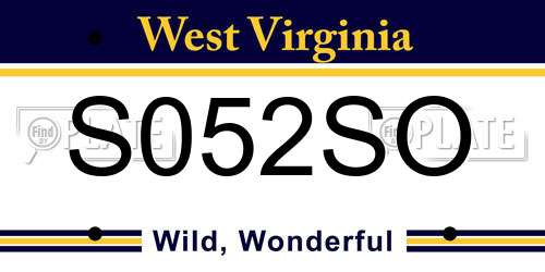 S052SO West Virginia License Plate
