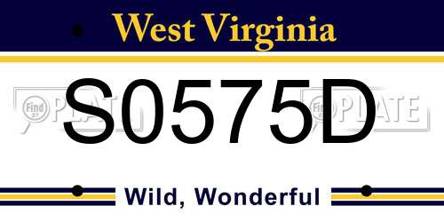 S0575D West Virginia License Plate