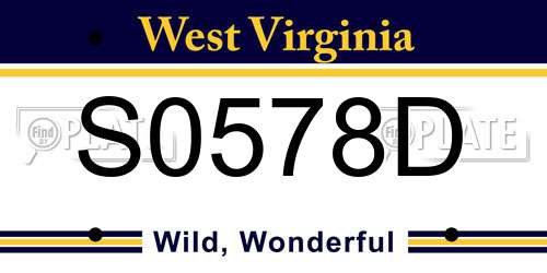 S0578D West Virginia License Plate
